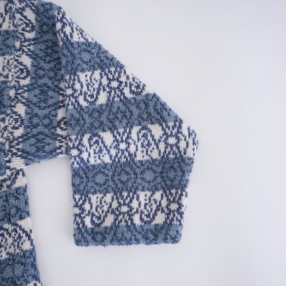 Vintage Concrete Cotton Knit Sweater Blue White Cottagecore Cabincore M - Picture 4 of 9